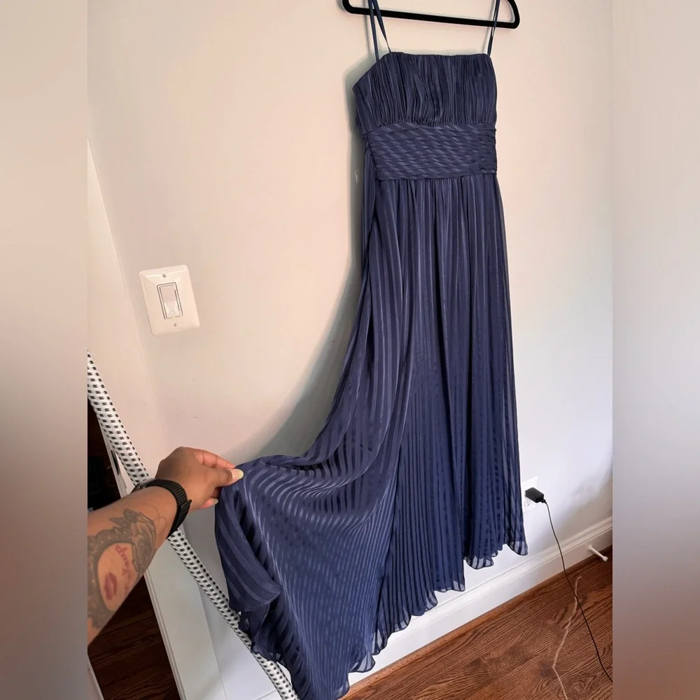 BCBGMAXAZRIA Blue Pleated Dress, Floor Length.
Beautiful Dress!! - Picture 7 of 7